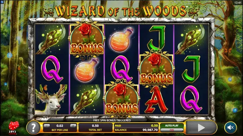 Wizard of the Woods slot screenshot 2