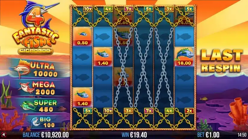 4 Fantastic Fish Gigablox slot screenshot 