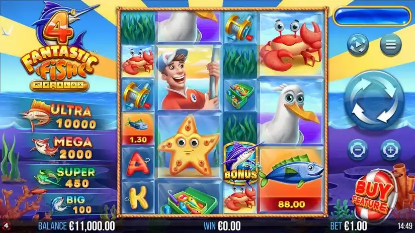 4 Fantastic Fish Gigablox slot screenshot 