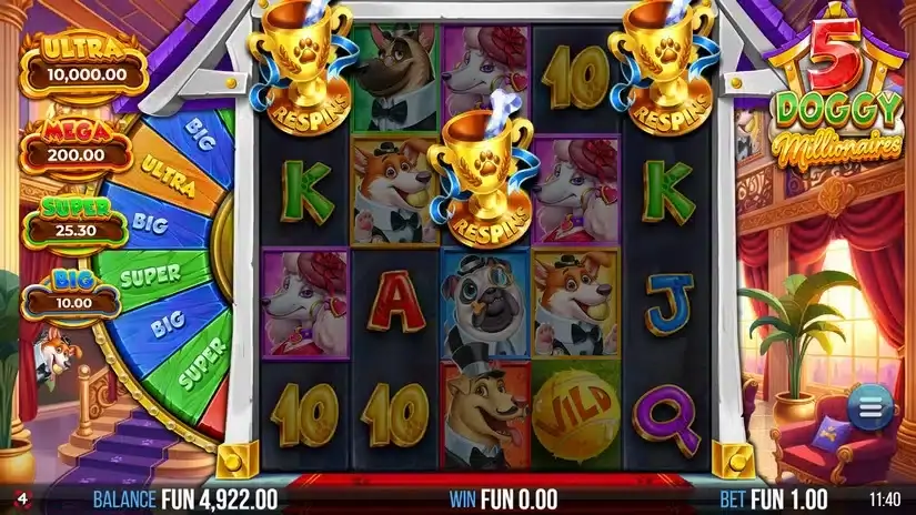 5 Doggy Millionaires Dream Drop slot screenshot 2