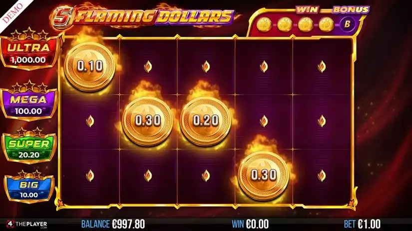 5 Flaming Dollars slot screenshot 3