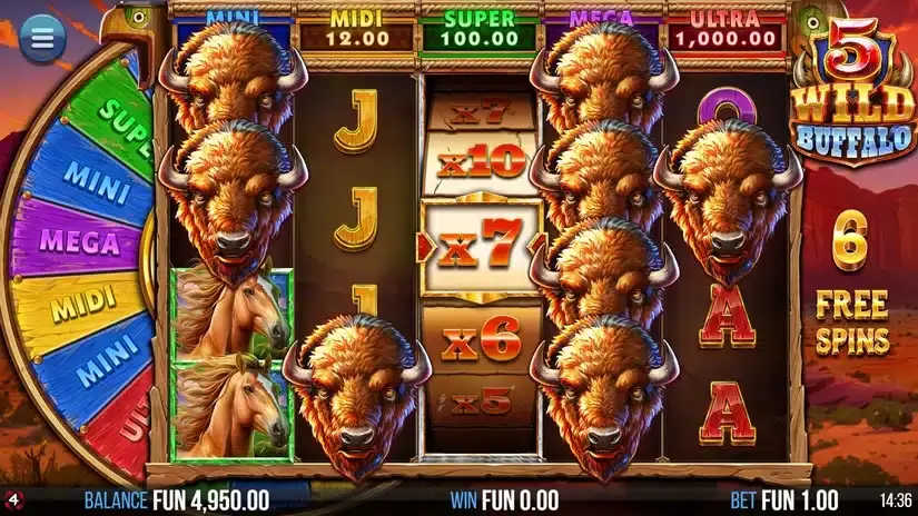 5 Wild Buffalo slot screenshot 4