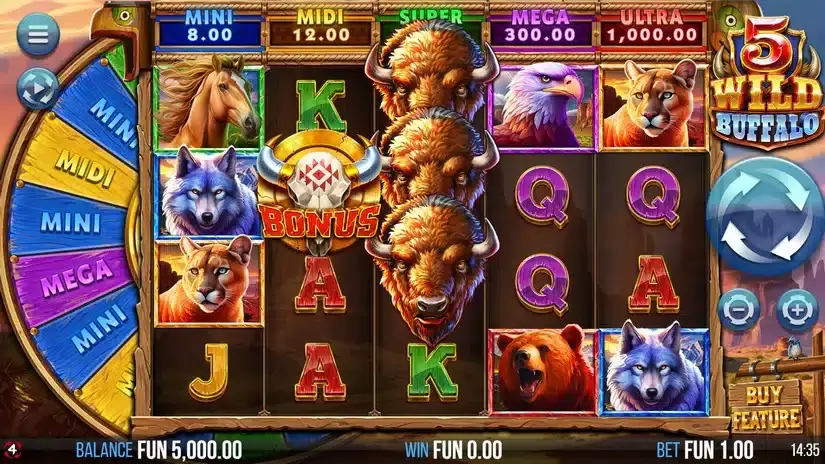 5 Wild Buffalo slot screenshot 