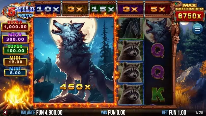5 Wild Wolves slot screenshot 2