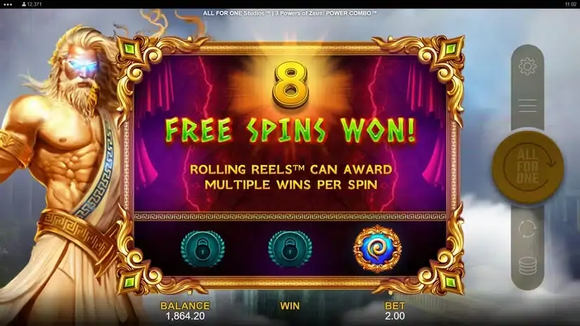 3 Powers of Zeus POWER COMBO slot screenshot 4