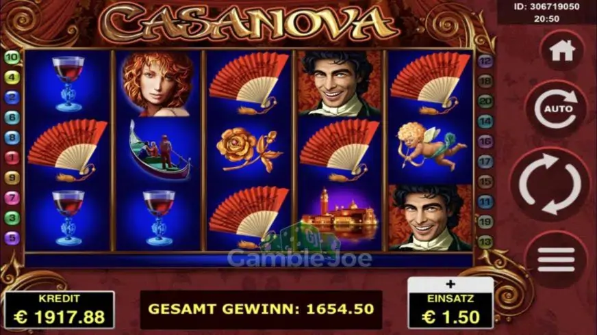 Casanova slot screenshot 