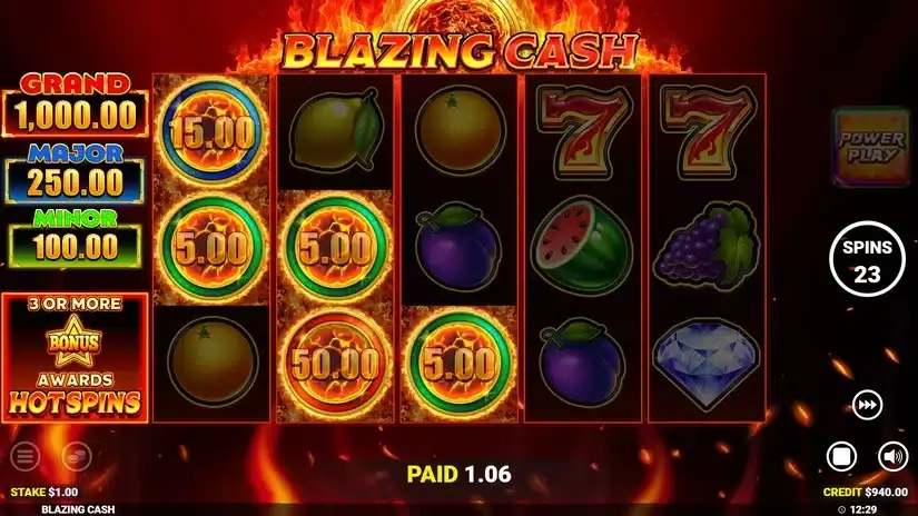 Blazing Cash slot screenshot 3