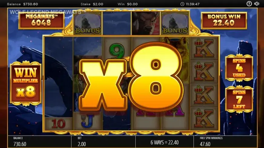 Wolf Legend Megaways slot screenshot 