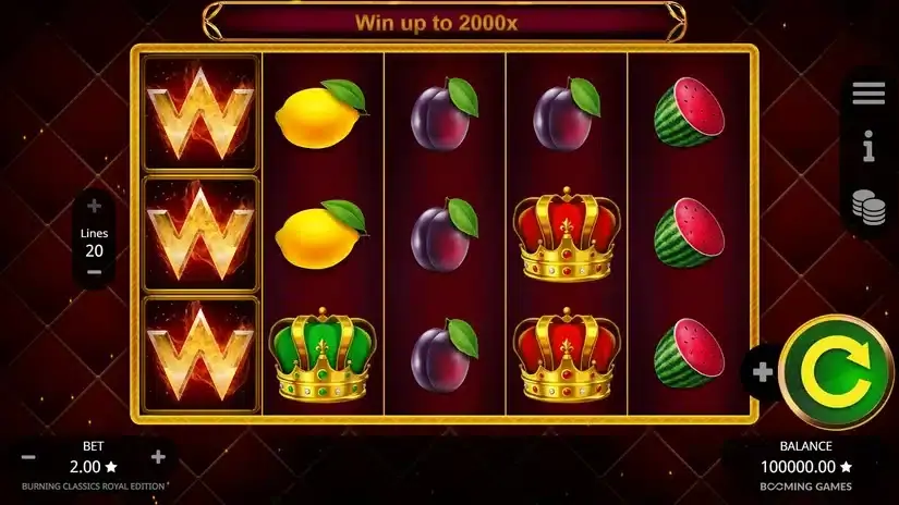 Burning Classics Royal Edition slot screenshot 