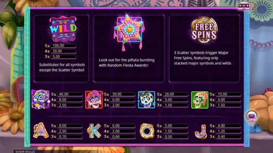 Sugar Skulls slot screenshot 2