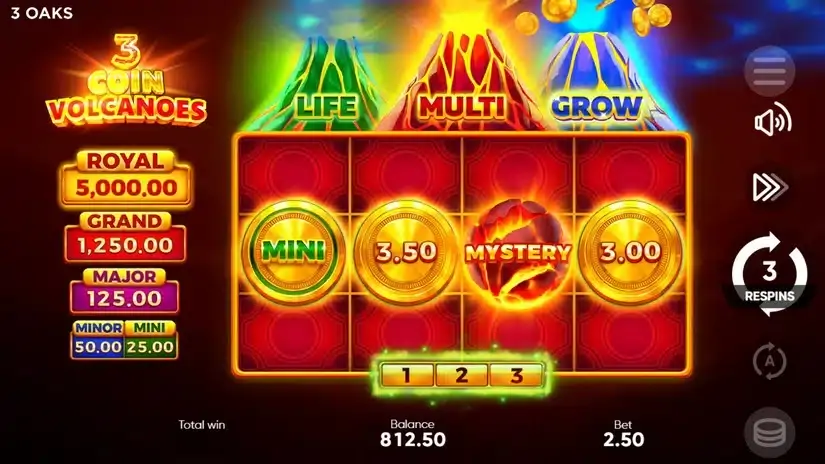 3 Coin Volcanoes slot screenshot 2