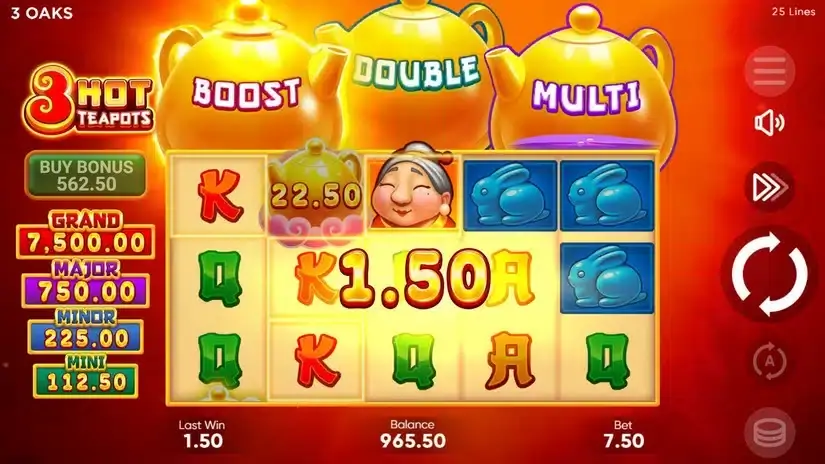3 Hot Teapots slot screenshot 2