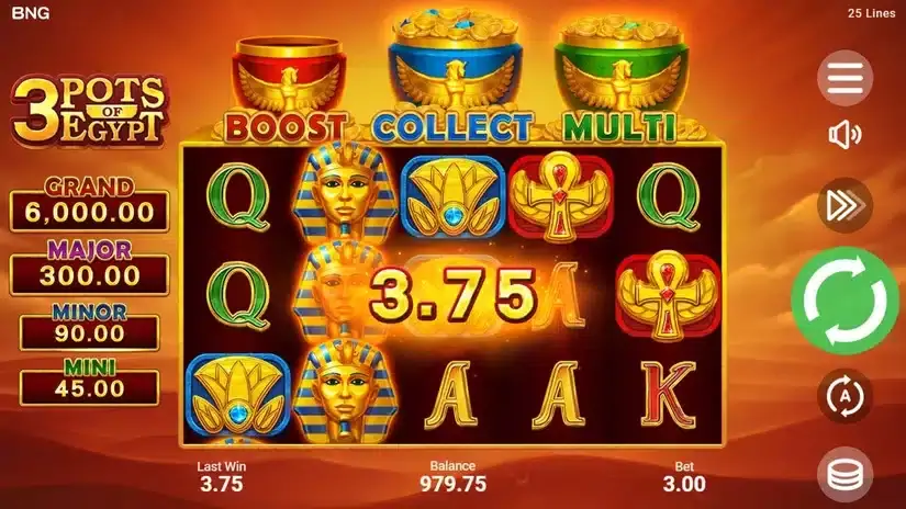 3 Pots of Egypt slot screenshot 2