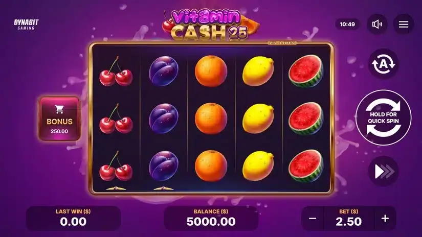 Vitamin Cash 25 slot screenshot 1
