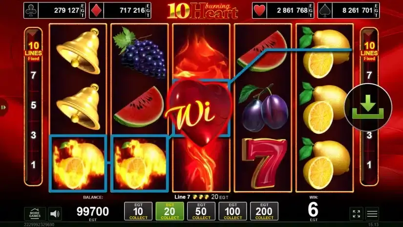 10 Burning Heart slot screenshot 2