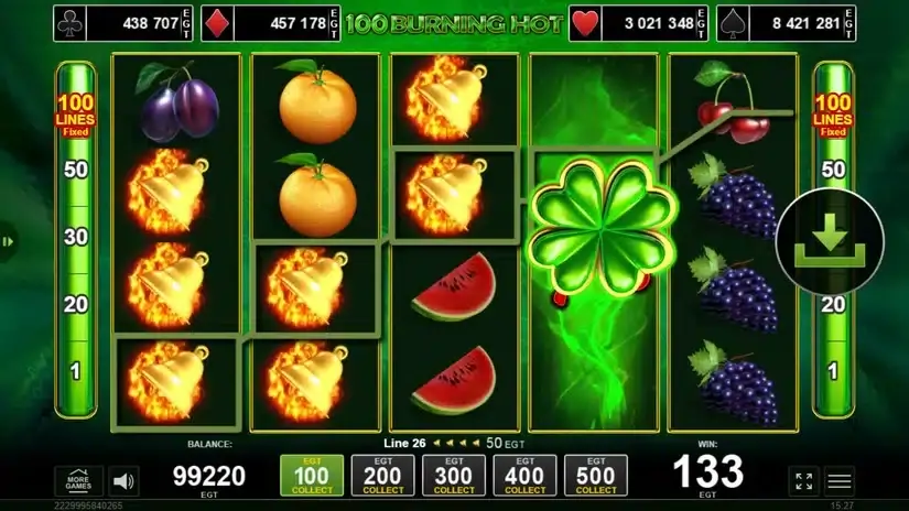100 Burning Hot slot screenshot 3