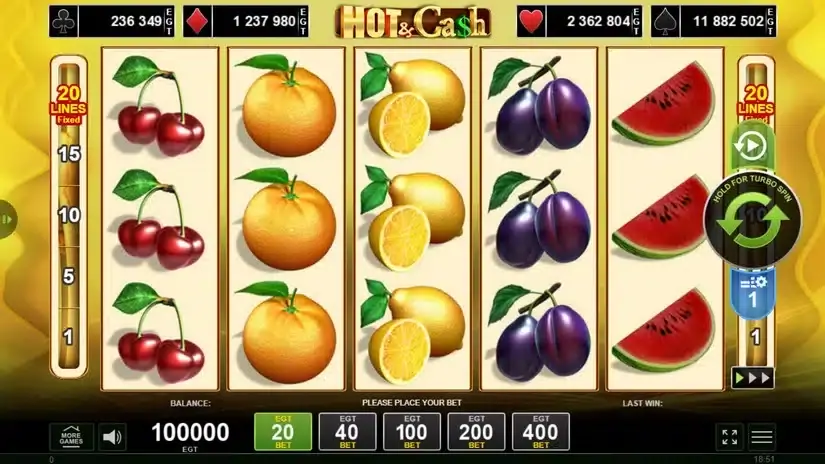 Hot & Cash slot screenshot 