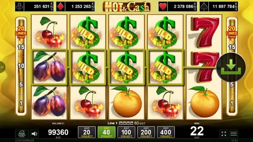 Hot & Cash slot screenshot 