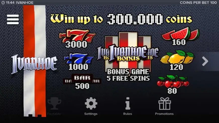 Ivanhoe slot screenshot 2