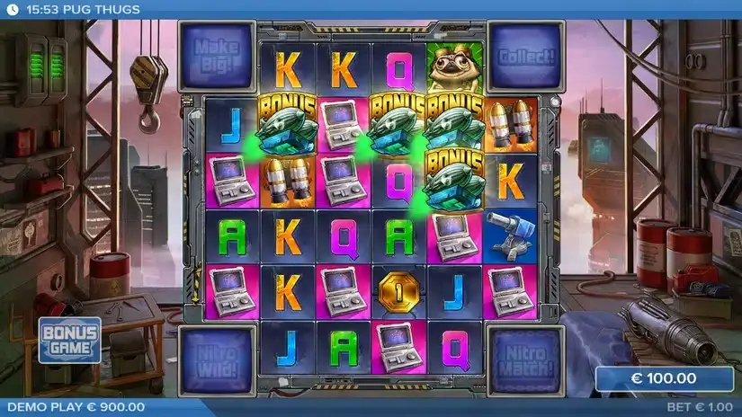 Pug Thugs of Nitropolis slot screenshot 2