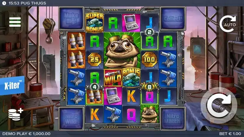 Pug Thugs of Nitropolis slot screenshot 