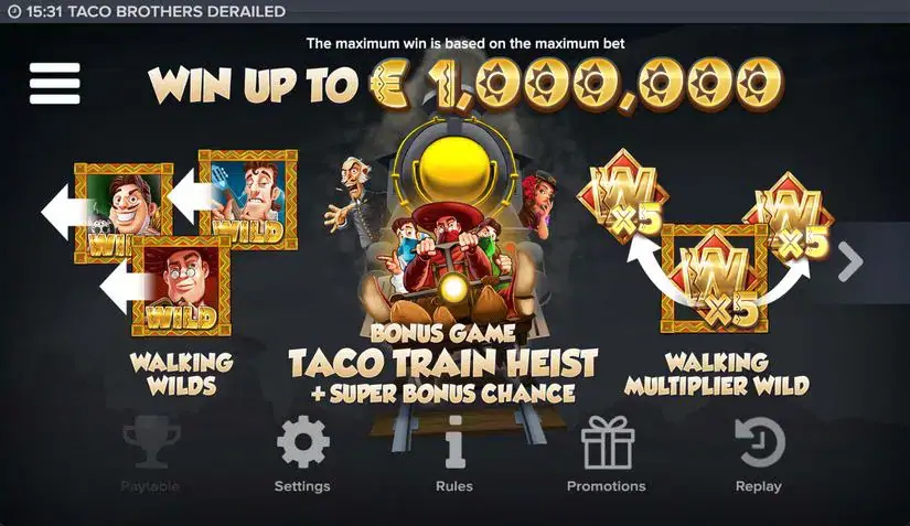 Taco Brothers Derailed slot screenshot 2