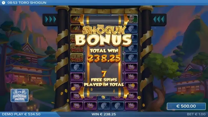 Toro Shogun slot screenshot 