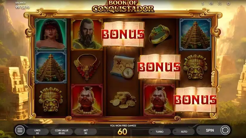 Book of Conquistador slot screenshot 2