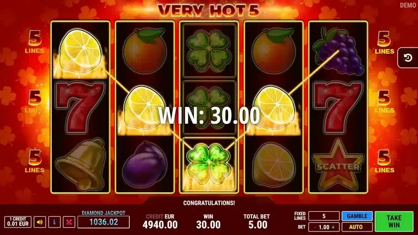 Very Hot 5 slot screenshot 3