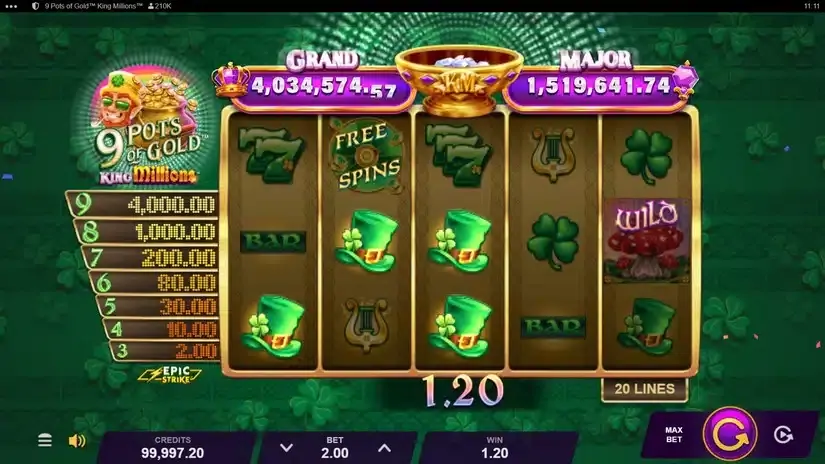 9 Pots of Gold King Millions slot screenshot 2