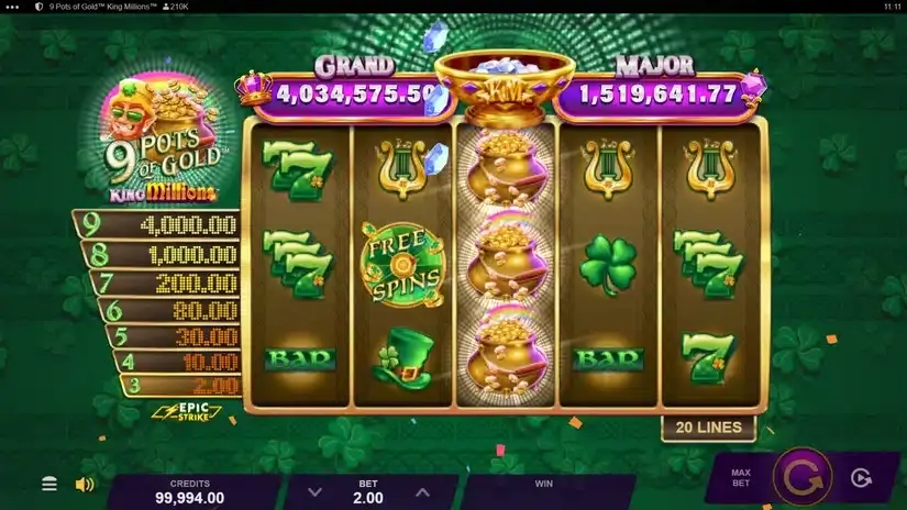 9 Pots of Gold King Millions slot screenshot 3