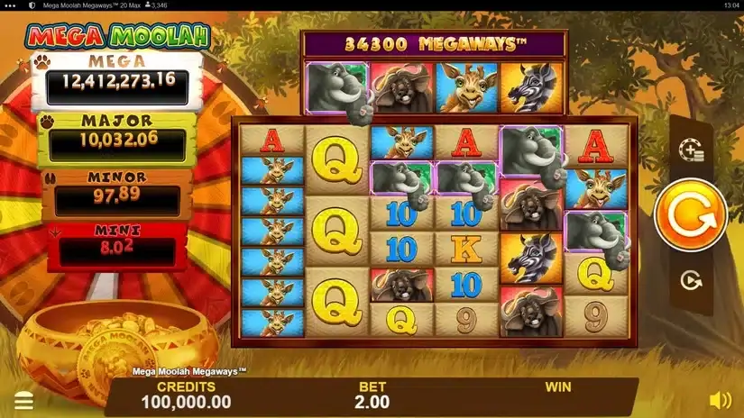 Mega Moolah Megaways slot screenshot