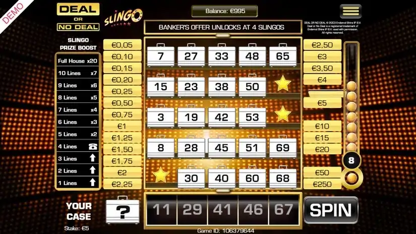 Deal Or No Deal Slingo slot screenshot 2