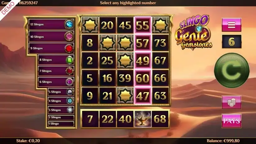 Slingo Genie Gemstones slot screenshot 3
