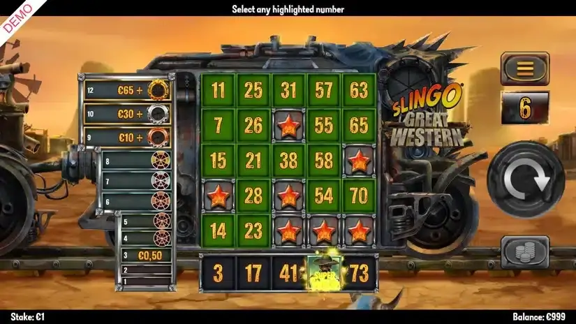 Slingo Great Western slot screenshot 4
