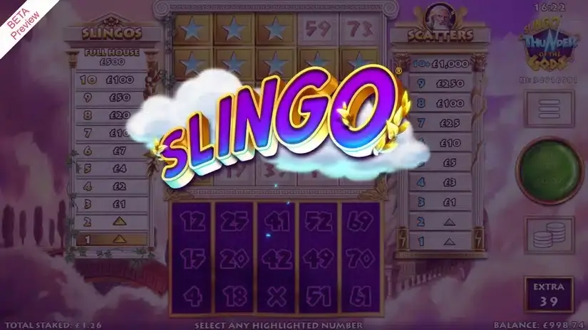Slingo Thunder of the Gods slot screenshot 2