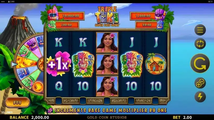 Triple Tiki Super Free Spins slot screenshot 1