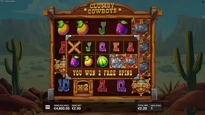 Clumsy Cowboys slot screenshot 