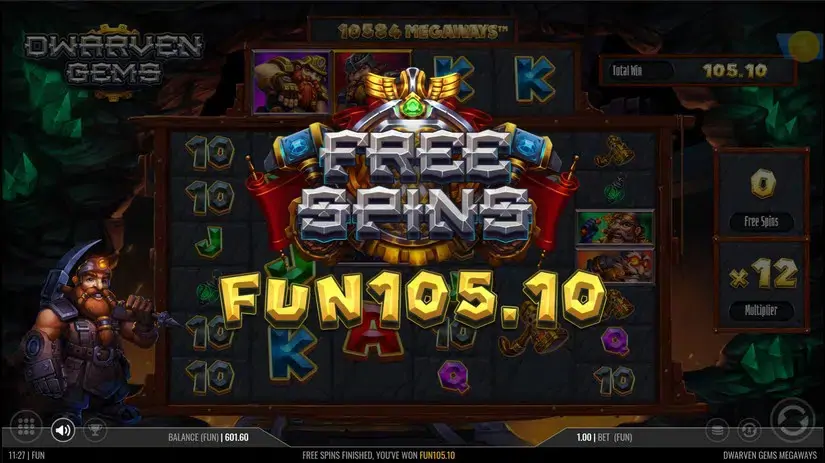 Dwarven Gems Megaways slot screenshot 