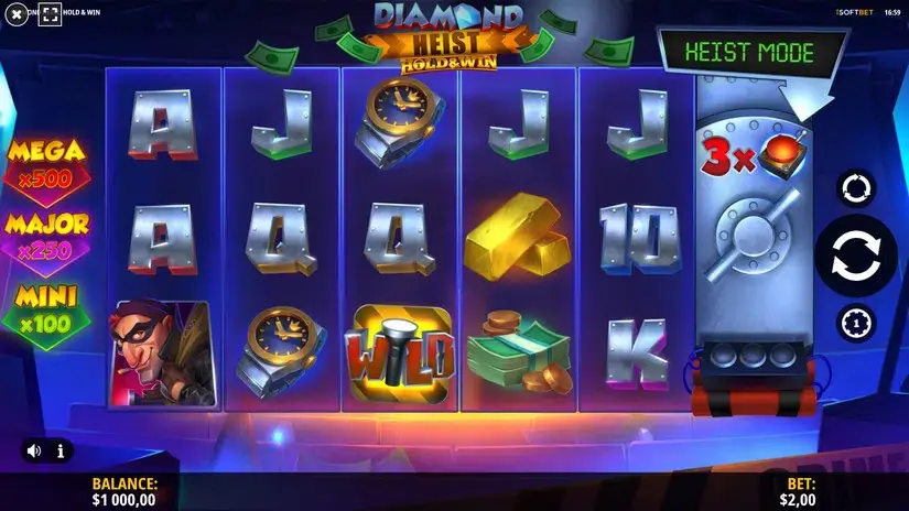 Diamond Heist Hold & Win slot screenshot 