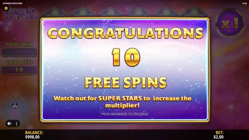 Euphoria Super Stars slot screenshot 3