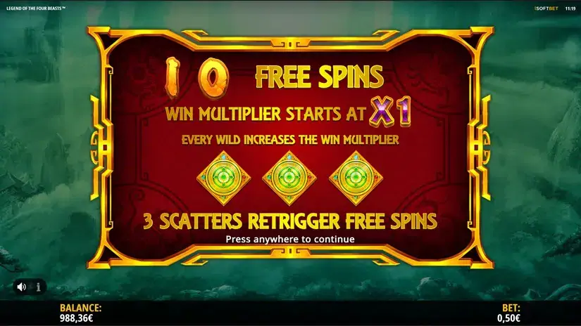 Legend of the Four Beasts slot screenshot 4