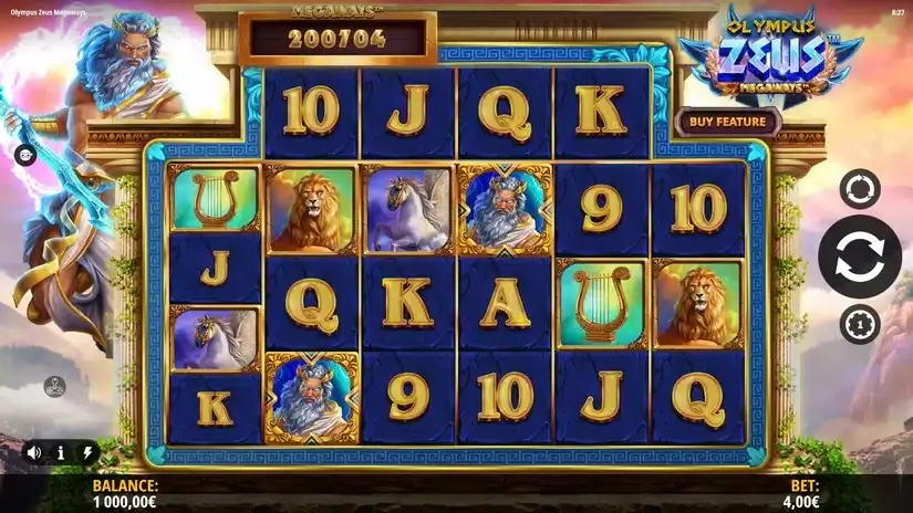 Olympus Zeus Megaways slot screenshot