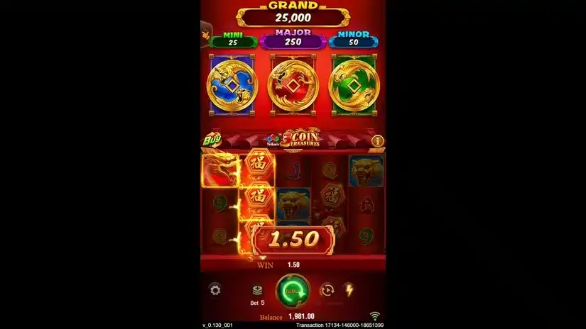 3 Coin Treasures slot screenshot 