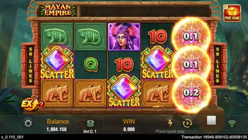 Mayan Empire slot screenshot 2