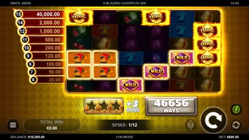 9 Blazing Cashpots 50K slot screenshot 3