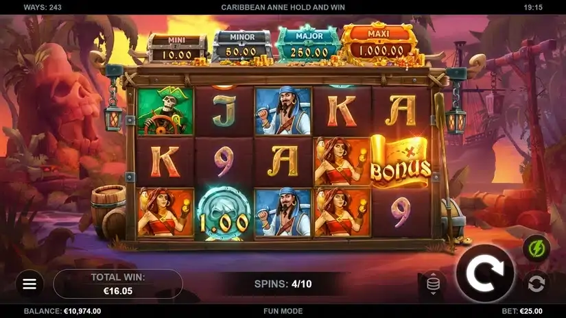 Caribbean Anne Hold and Win slot screenshot 