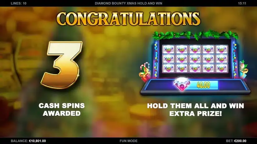Diamond Bounty Xmas Hold’n’Win slot screenshot 2
