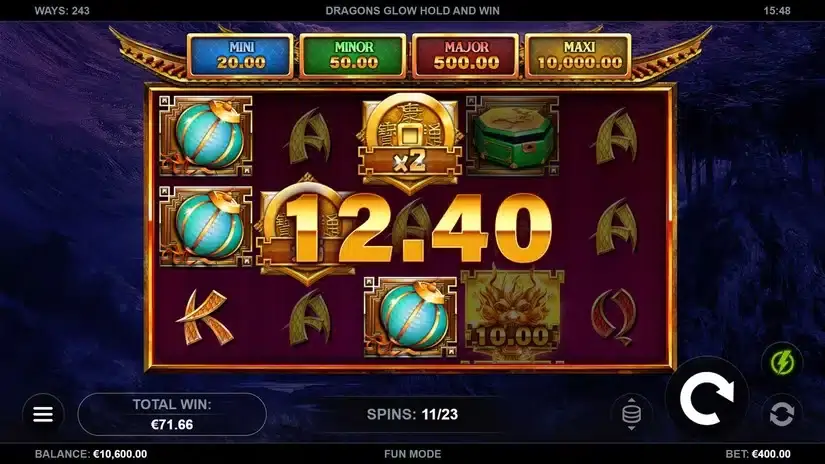 Dragons Glow Hold and Win slot screenshot 