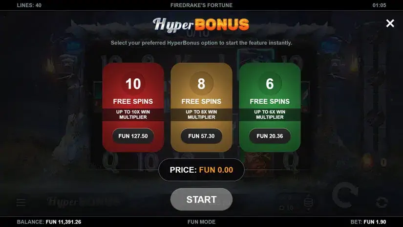 Firedrake’s Fortune slot screenshot 3